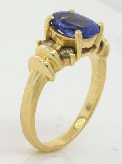 Lovely Tanzanite & Diamond Ring, 14K, Size 6.25
