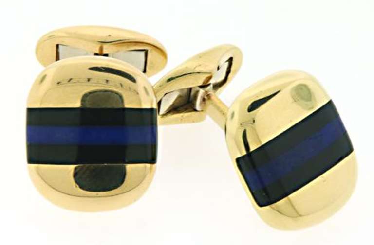 GENTS LAPIS & ONYX CUFF LINKS IN 18K