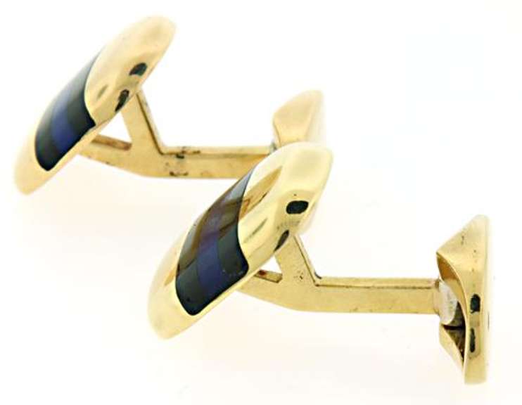 GENTS LAPIS & ONYX CUFF LINKS IN 18K