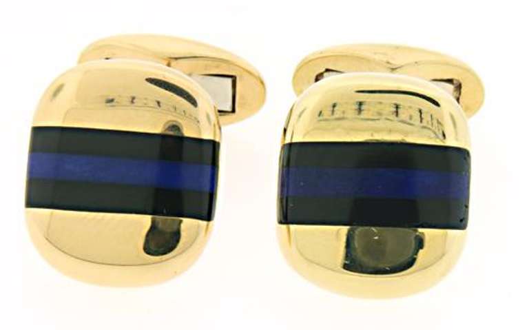 GENTS LAPIS & ONYX CUFF LINKS IN 18K