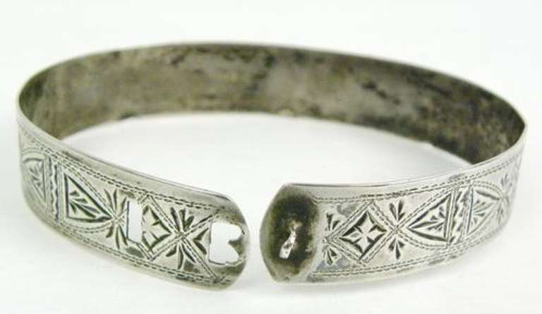 Antique Sterling Silver Buckle Bangle Bracelet