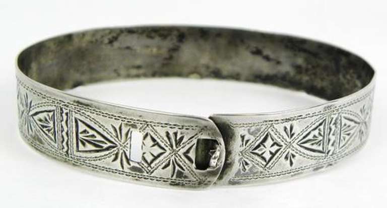 Antique Sterling Silver Buckle Bangle Bracelet