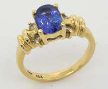 Lovely Tanzanite & Diamond Ring, 14K, Size 6.25