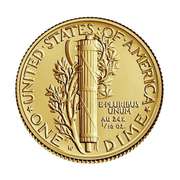2016-W 1/10 oz Gold Mercury Dime with Box & CoA
