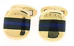 GENTS LAPIS & ONYX CUFF LINKS IN 18K