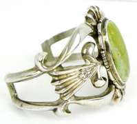 F. L. Begay Navajo Wide Sterling Gaspeite Cuff