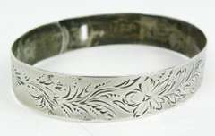 Antique Sterling Silver Buckle Bangle Bracelet