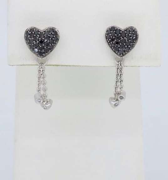 14K White Gold Black and White Diamond Earrings