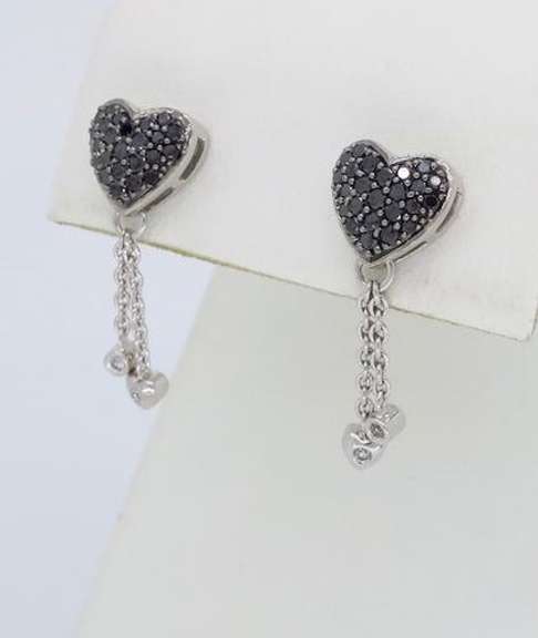 14K White Gold Black and White Diamond Earrings