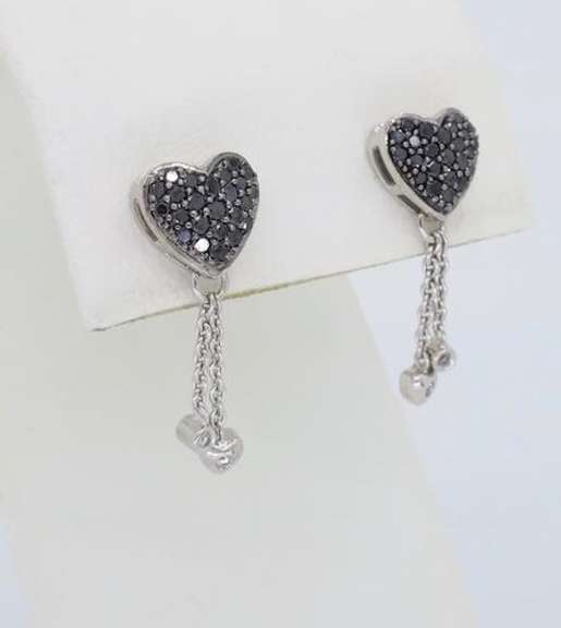 14K White Gold Black and White Diamond Earrings