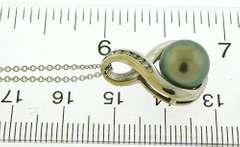 Black Tahitian Pearl and Diamond Pendant Necklace