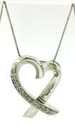 Lovely Ribbon Heart Pendant Necklace with Diamonds