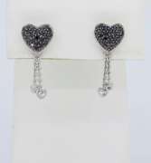 14K White Gold Black and White Diamond Earrings