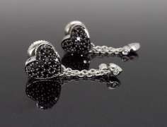 14K White Gold Black and White Diamond Earrings