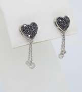 14K White Gold Black and White Diamond Earrings