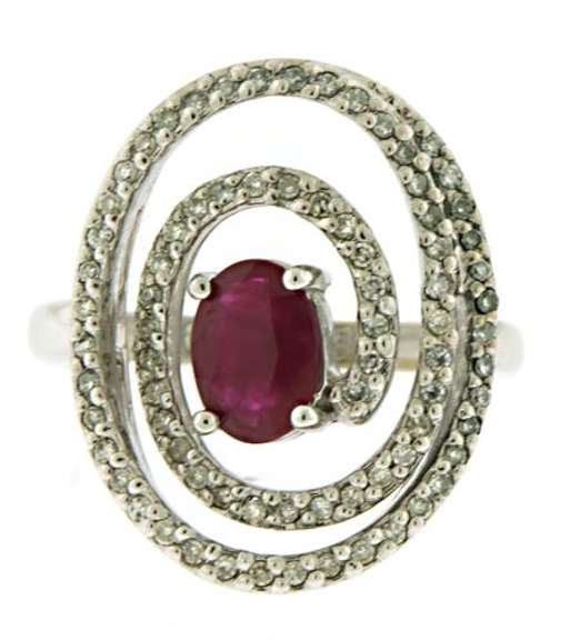 Excellent Ruby & Diamond Swirl Ring
