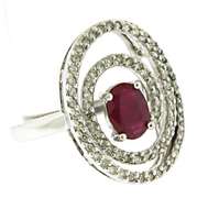 Excellent Ruby & Diamond Swirl Ring