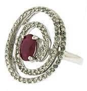 Excellent Ruby & Diamond Swirl Ring