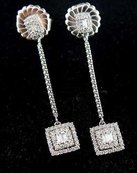 Pretty Baguette and Round Diamond Earrings