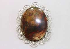 Vintage Pendant/Pin with Natural Jasper