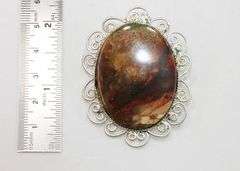 Vintage Pendant/Pin with Natural Jasper