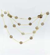 Excellent Long Smokey Quartz Station Necklace, 14K