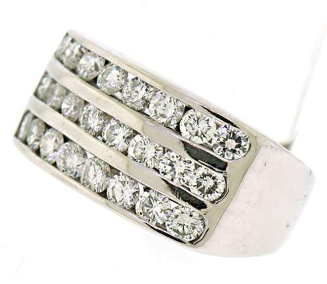 Modern 14kt WG 3-Row Channel Set Band