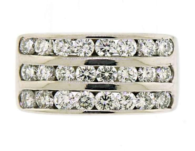 Modern 14kt WG 3-Row Channel Set Band