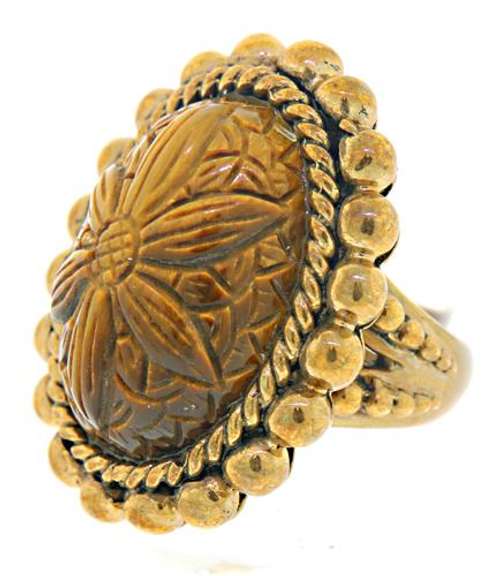 Enormous Brass Tigers Eye Ring