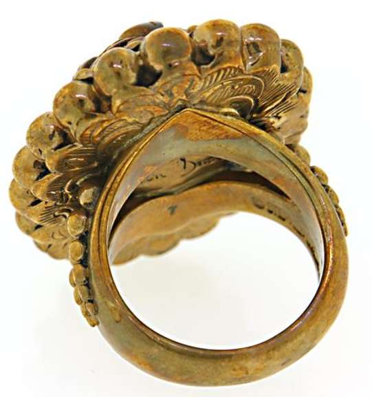 Enormous Brass Tigers Eye Ring