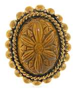 Enormous Brass Tigers Eye Ring