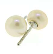 Button Pearl Stud Earrings in Sterling