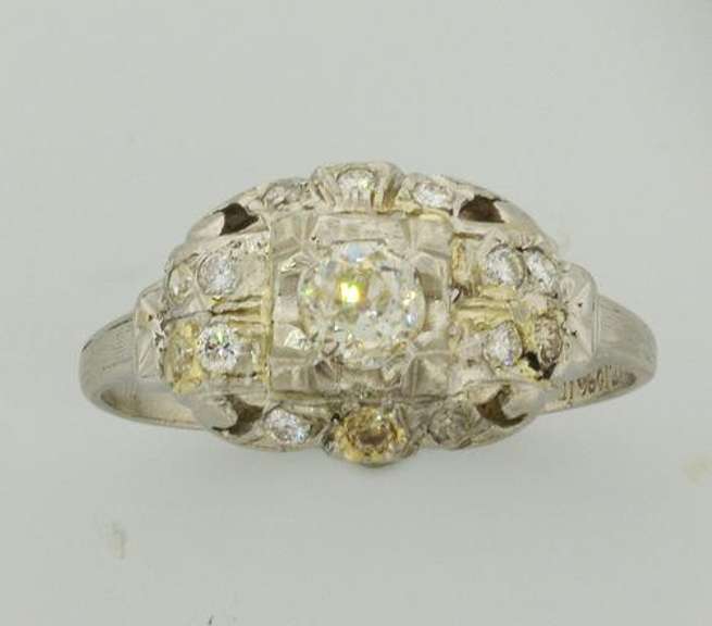 Antique Style Platinum Diamond Ring