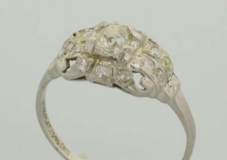 Antique Style Platinum Diamond Ring