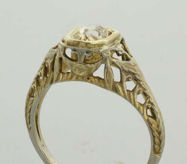 Antique Mine Cut .42CT Diamond 18KT Gold Ring