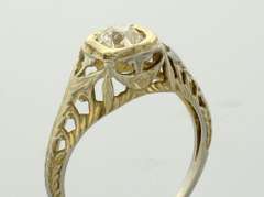 Antique Mine Cut .42CT Diamond 18KT Gold Ring