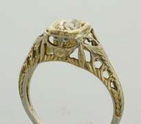 Antique Mine Cut .42CT Diamond 18KT Gold Ring