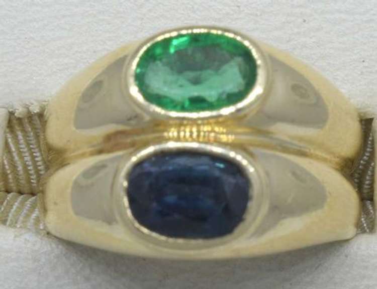 Emerald & Sapphire Double Ring, Size 5.25