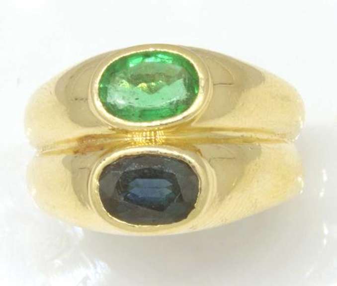 Emerald & Sapphire Double Ring, Size 5.25