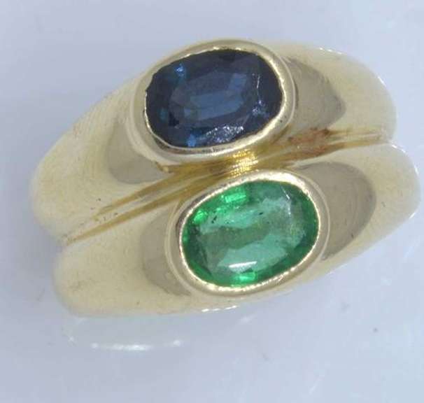 Emerald & Sapphire Double Ring, Size 5.25