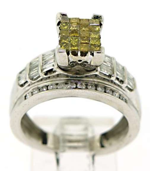 Amazing IR Yellow and White Diamond Cluster Ring