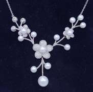 Sterling Silver and Pearl Necklace, 10in.