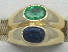 Emerald & Sapphire Double Ring, Size 5.25