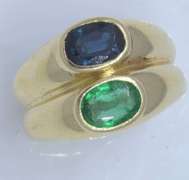Emerald & Sapphire Double Ring, Size 5.25