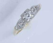 Three Stone Diamond Ring, Size 8.25