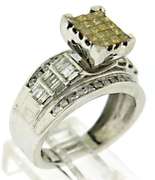 Amazing IR Yellow and White Diamond Cluster Ring