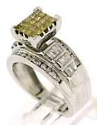 Amazing IR Yellow and White Diamond Cluster Ring