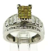 Amazing IR Yellow and White Diamond Cluster Ring
