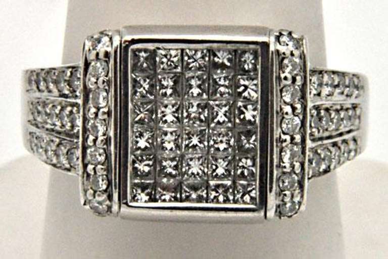 14 KT WHITE GOLD 2.00 CARAT DIAMOND REVERSIBLE RING.