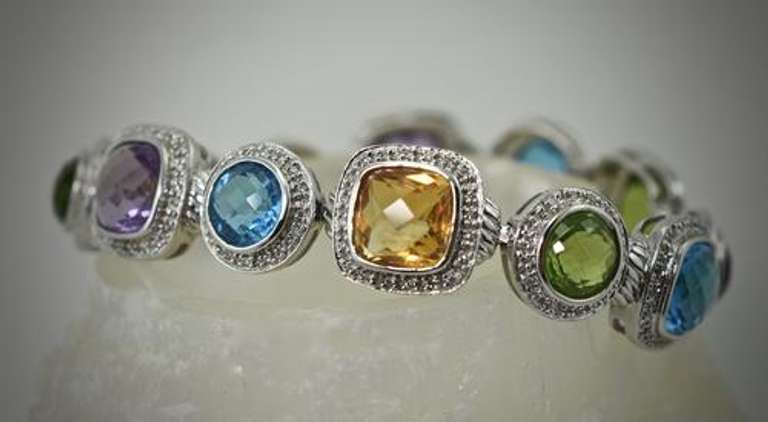 Striking 14K Colored Stone & Diamond Bracelet